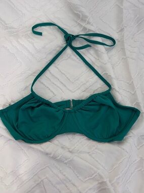 Madewell Underwire Bikini Top Emerald Green Halter Balconette 34C